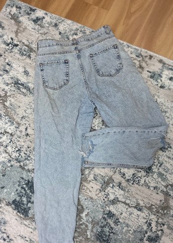 Kadın Gri Batik Desenli Bol Kesim Denim Pantolon - Görsel 2