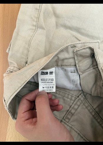 Bej Kadın Denim Mini Şort - Görsel 2