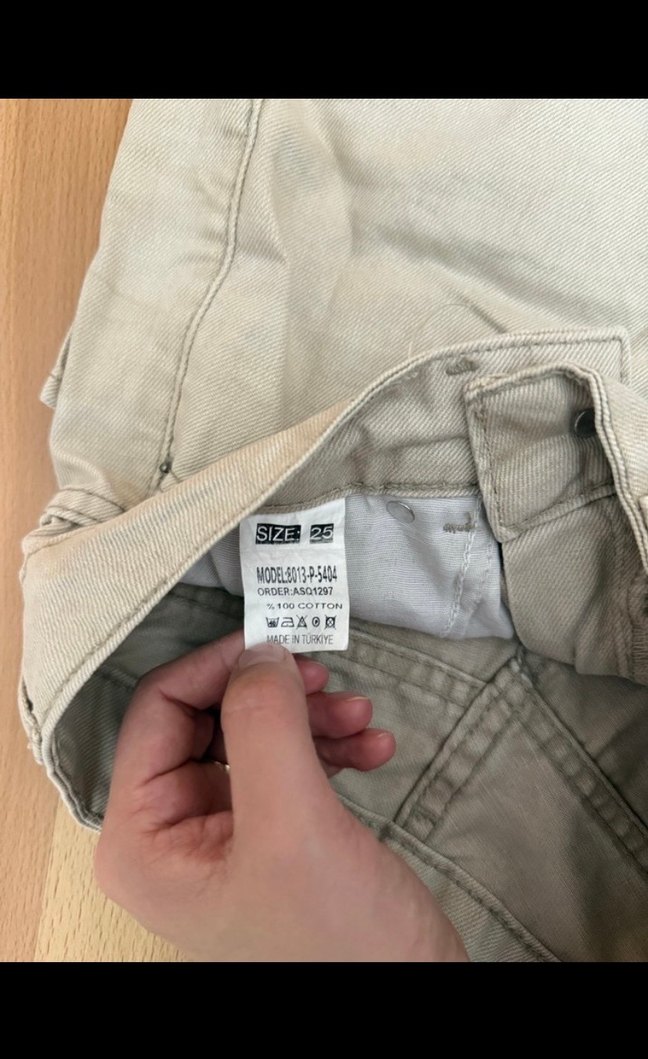 Bej Kadın Denim Mini Şort - Görsel 2