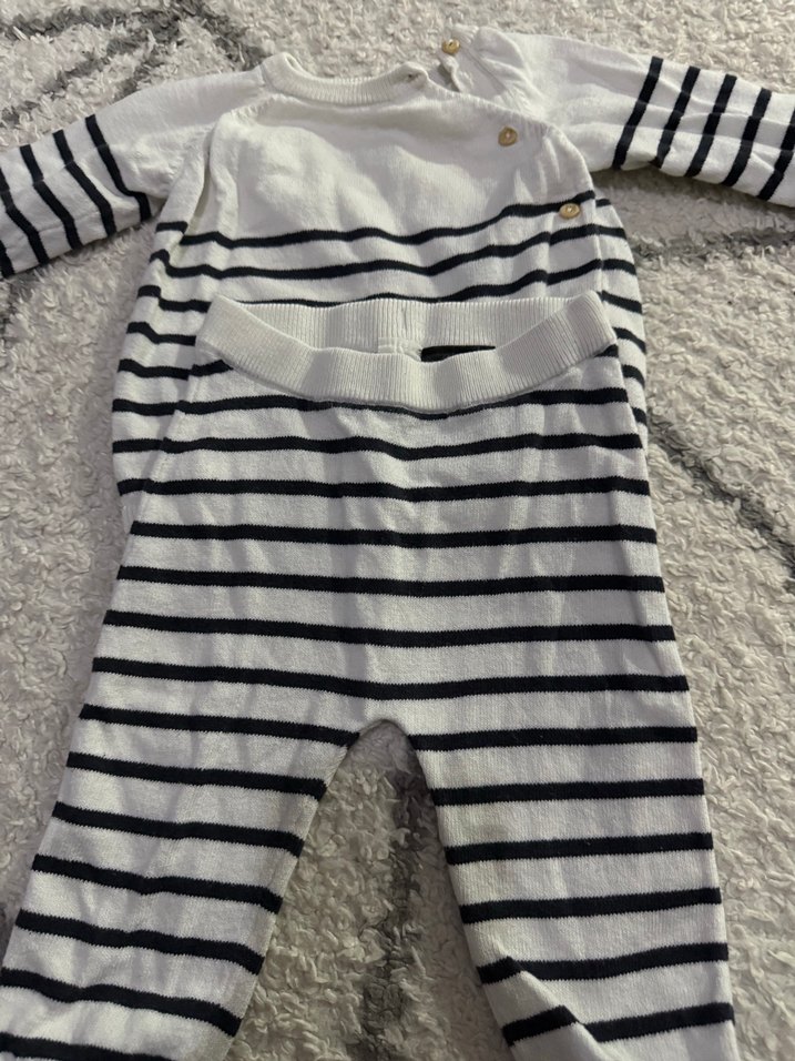 Çizgili Örgü Bebek Erkek Takımı - Görsel 2