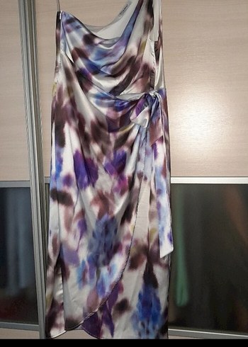 Mor Tie-Dye Straplez Mini Elbise - Görsel 7