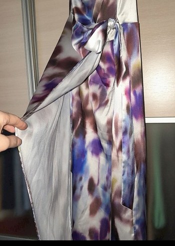 Mor Tie-Dye Straplez Mini Elbise - Görsel 4