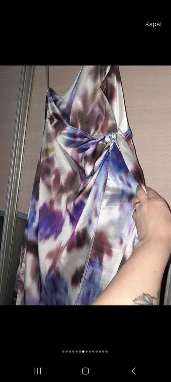 Mor Tie-Dye Straplez Mini Elbise - Görsel 5