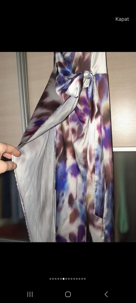 Mor Tie-Dye Straplez Mini Elbise - Görsel 4