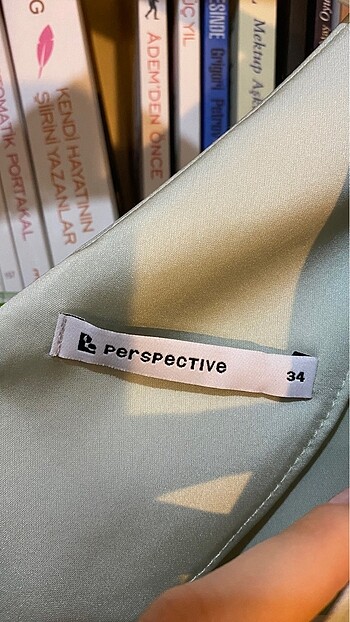 34 Beden turkuaz Renk Perspective Saten Midi Elbise