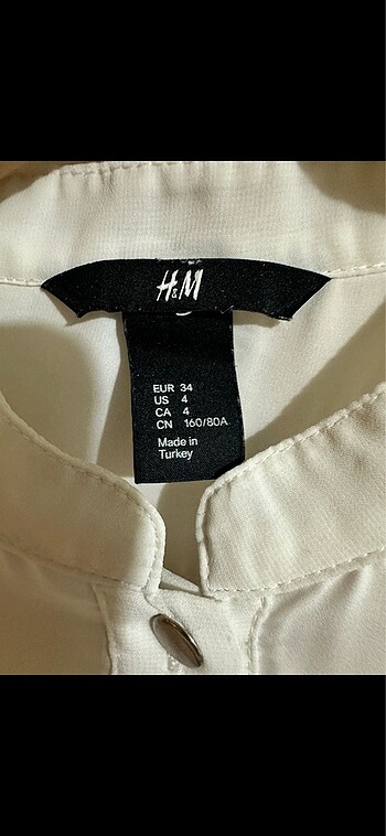 34 Beden beyaz Renk #H&M 34 beden gömlek