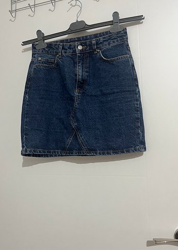Lacivert Denim Mini Etek