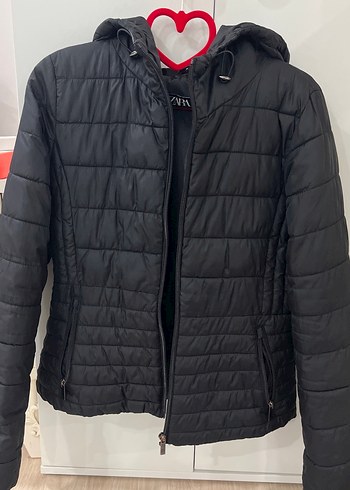 Siyah Fermuarlı Kadın Kışlık Mont zara