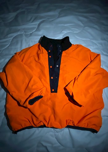 Düğmeli Siyah. turuncu   kadın çift taraflı Mont - Görsel 5