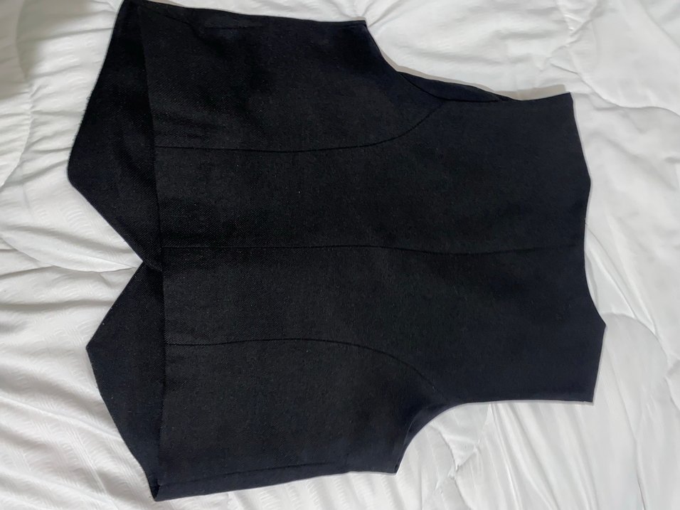 Düğmeli Siyah Keten Kadın Yelek - Görsel 3