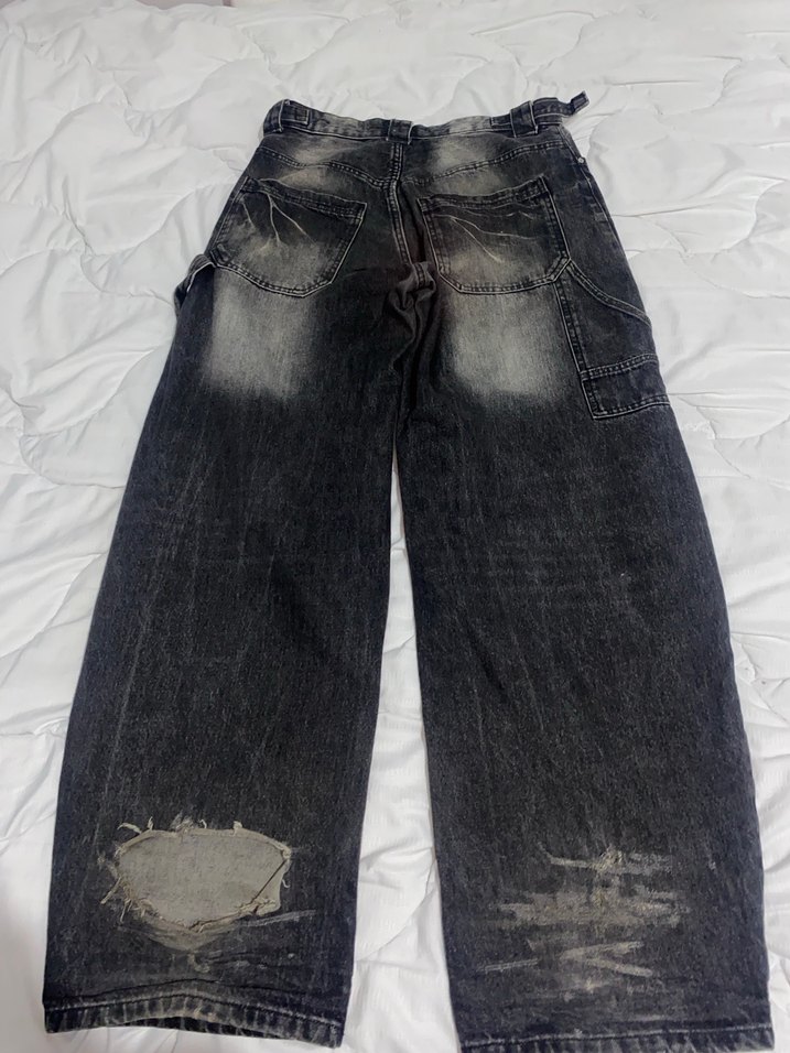 Gri Bol Kesim Kadın Denim Pantolon - Görsel 2