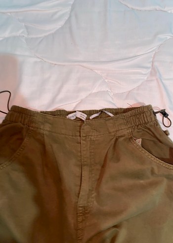 Kadın Haki Bol Kesim Kemerli Pantolon - Görsel 4