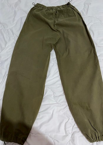 Kadın Haki Bol Kesim Kemerli Pantolon - Görsel 3