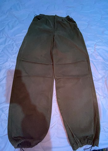 Kadın Haki Bol Kesim Kemerli Pantolon - Görsel 2