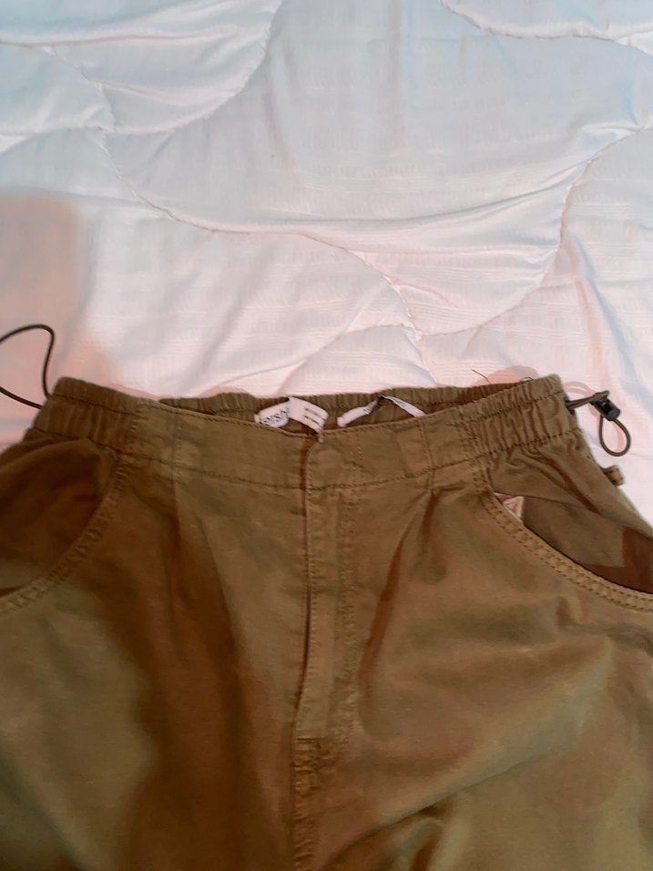 Kadın Haki Bol Kesim Kemerli Pantolon - Görsel 4