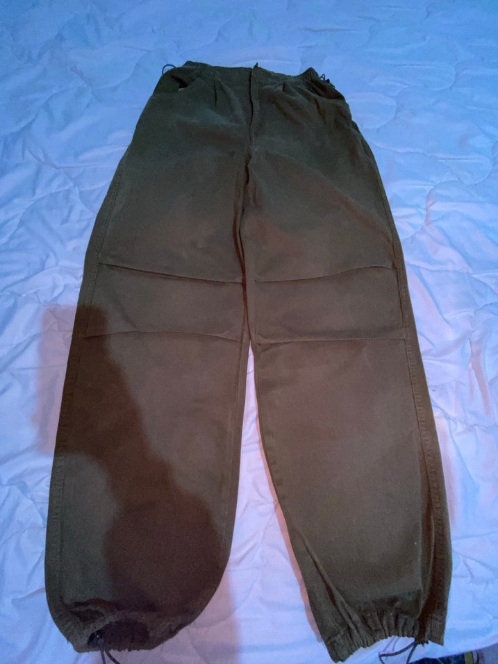 Kadın Haki Bol Kesim Kemerli Pantolon - Görsel 2