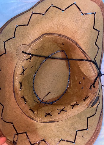 Kahverengi Deri Bohem Kadın kovboy  Şapka - Görsel 4