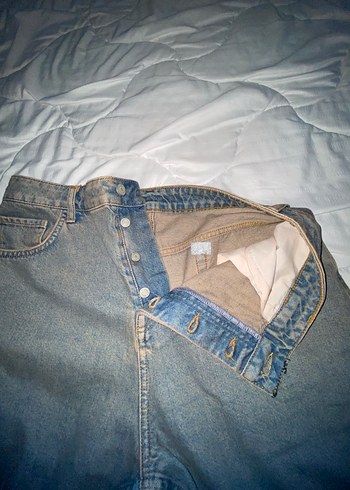 Kadın Gri Bol Kesim Midi Kot Pantolon - Görsel 5