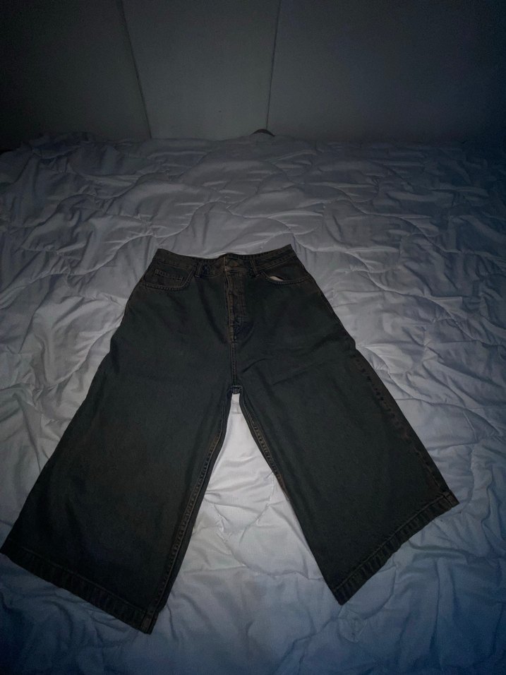 Kadın Gri Bol Kesim Midi Kot Pantolon - Görsel 3