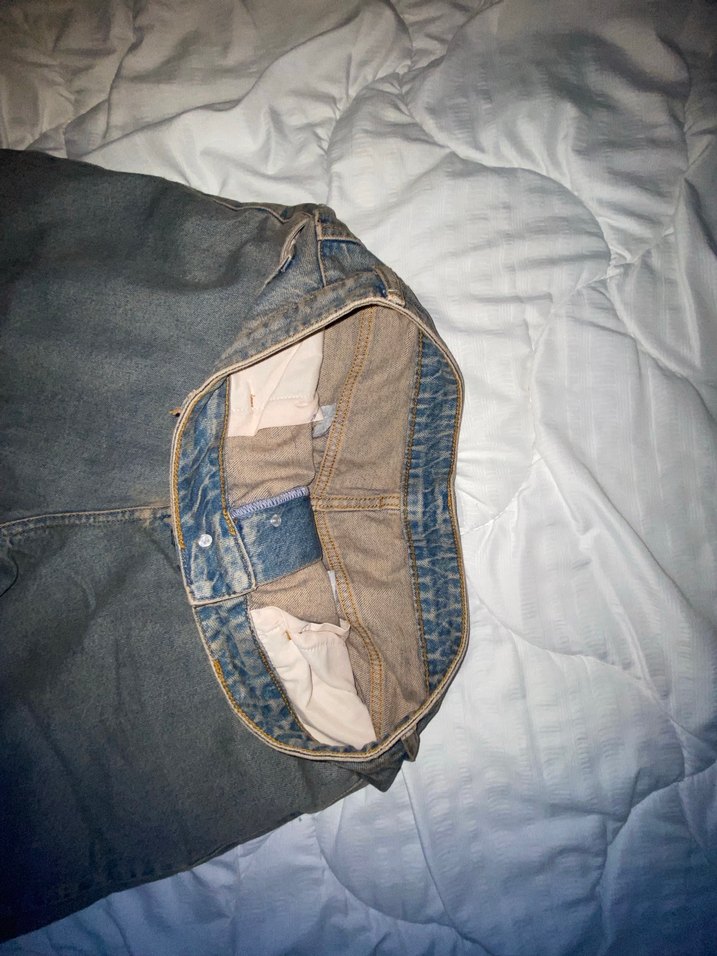 Kadın Gri Bol Kesim Midi Kot Pantolon - Görsel 4