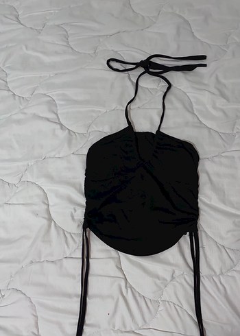 Siyah Drapeli Halter Yaka Bustiyer - Görsel 2