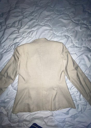 Bej Kadın Keten Blazer Ceket - Görsel 2