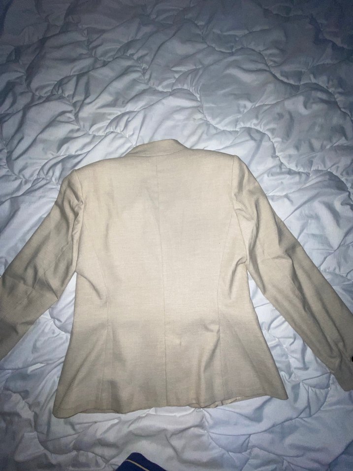 Bej Kadın Keten Blazer Ceket - Görsel 2