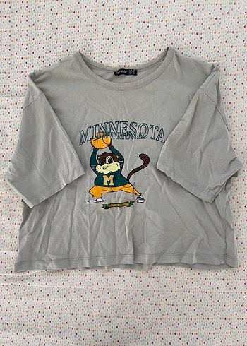 Gri Baskılı Street Wear Kedi Tişörtü
