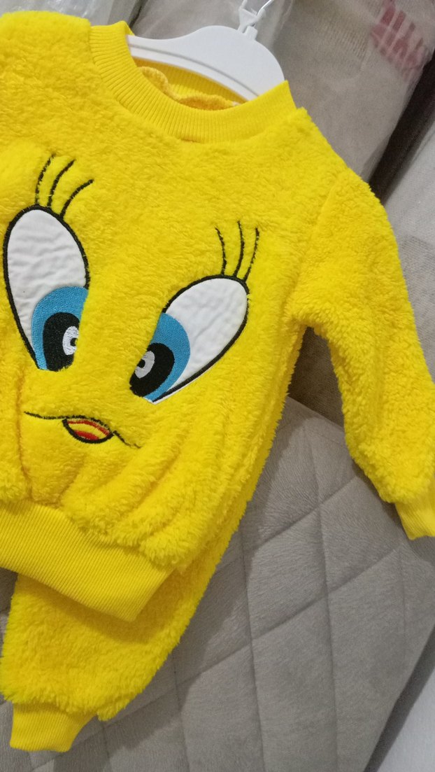 Renkli Tweety Desenli Sarı Çocuk Pijama Takımı - Görsel 2