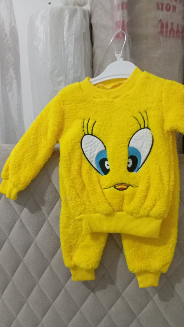 Renkli Tweety Desenli Sarı Çocuk Pijama Takımı - Görsel 3