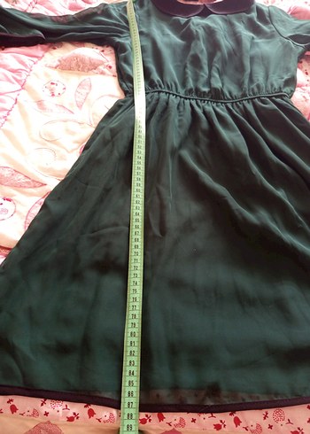 Yeşil Midi Kolye Yaka şifon Elbise - Görsel 4