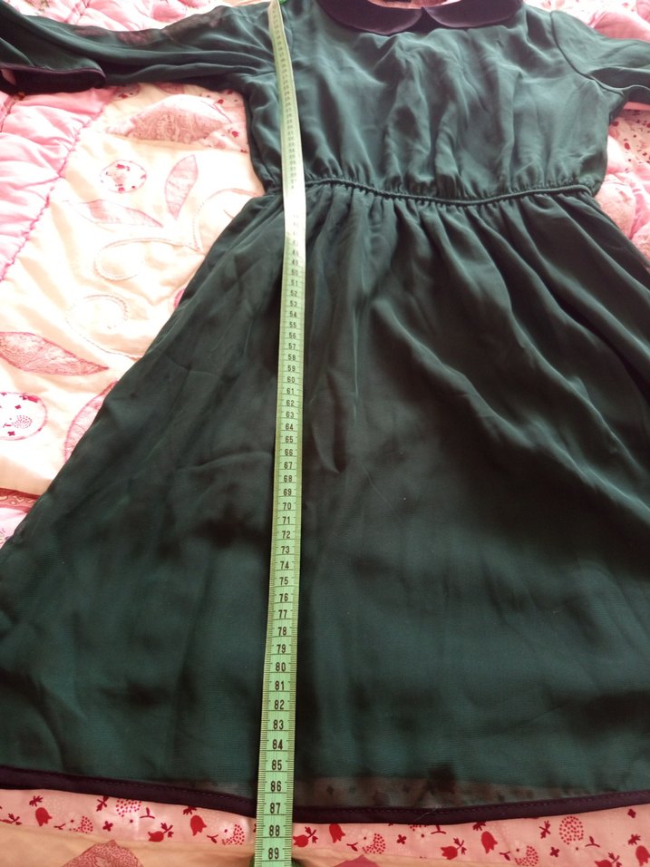 Yeşil Midi Kolye Yaka şifon Elbise - Görsel 4