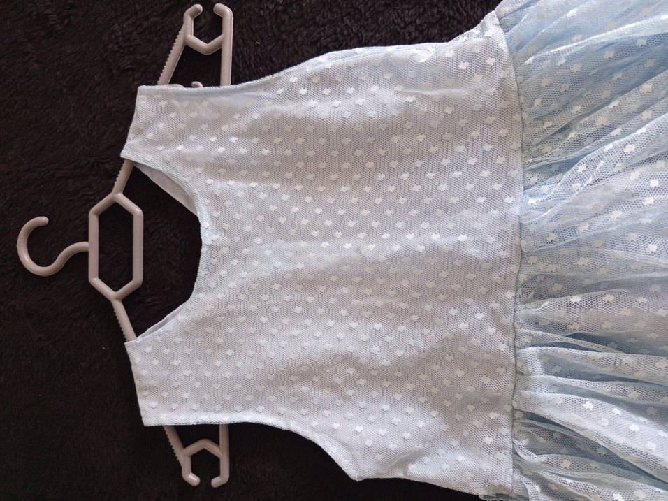 Kız Çocuk Mavi Kolsuz Pilili Elbise - Görsel 2