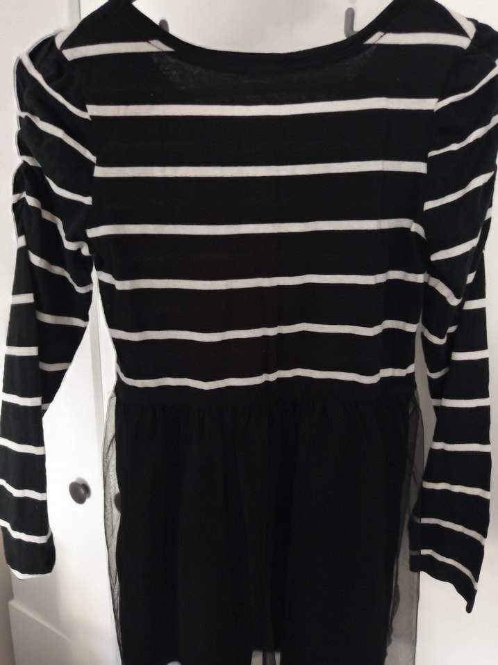 Kız Çocuk Siyah Çizgili Uzun Kollu Elbise - Görsel 2