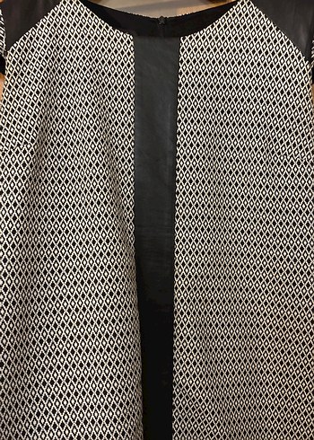 Desenli Siyah Beyaz elbise - Görsel 5