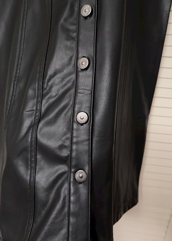 Siyah Deri Elbise - Görsel 4