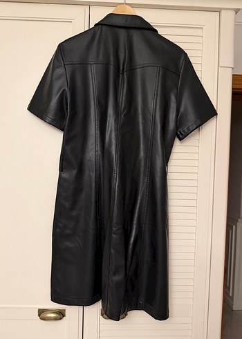 Siyah Deri Elbise - Görsel 5