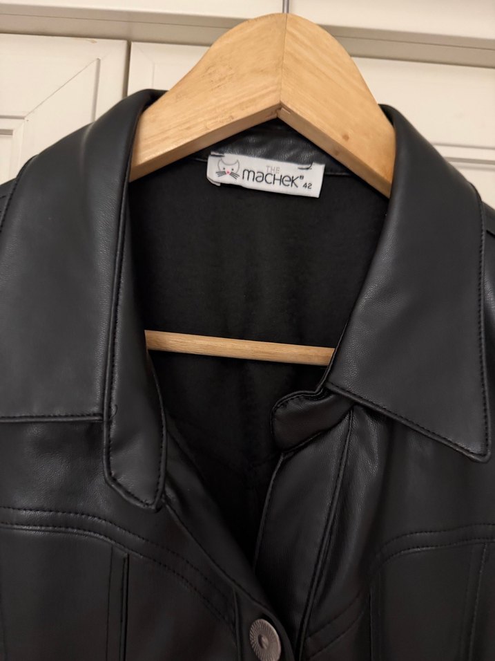 Siyah Deri Elbise - Görsel 2