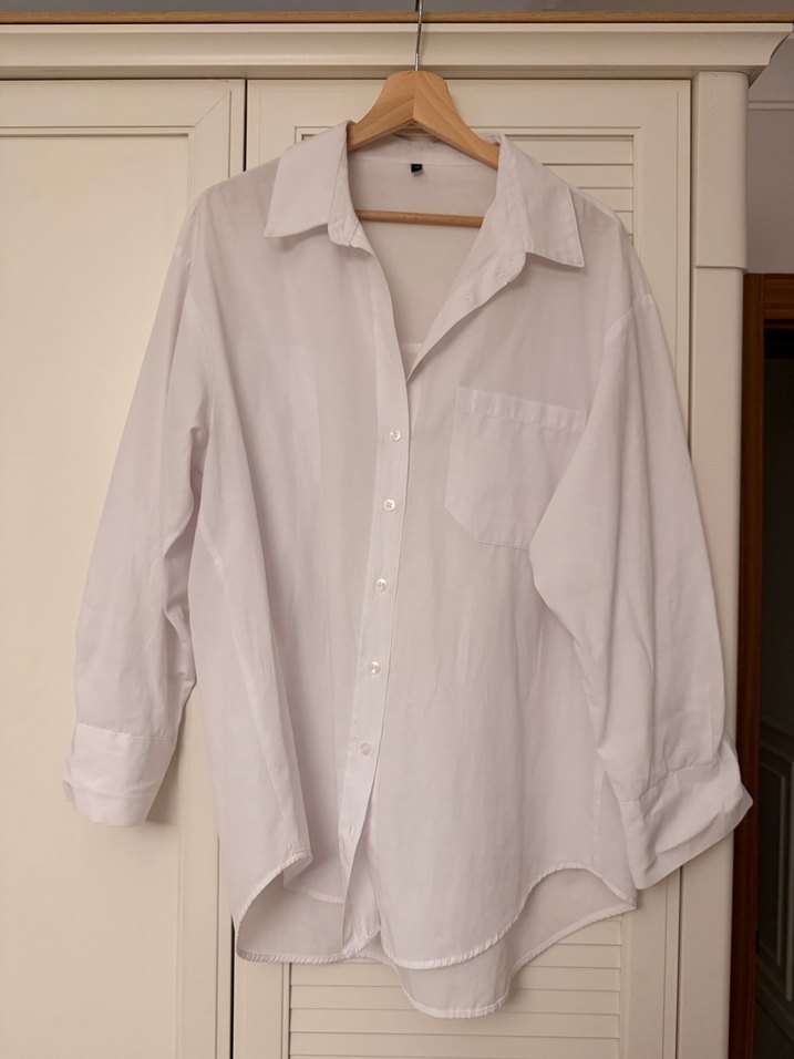 Beyaz oversize Gömlek - Görsel 2