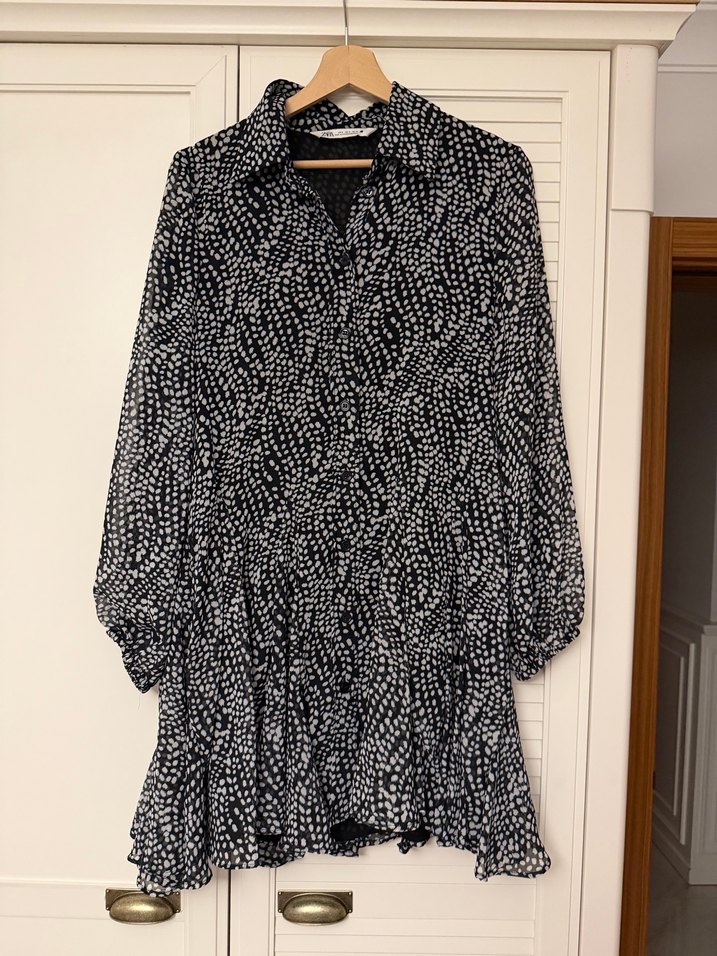 Uzun Kollu Zara Elbise - Görsel 4