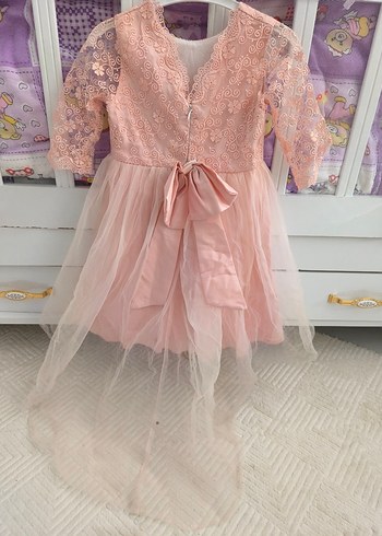 Zara Dantel Detaylı Pembe Kız Çocuk Elbise