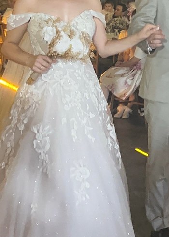 Uzun Beyaz Straplez A Kesim Gelinlik - Görsel 4