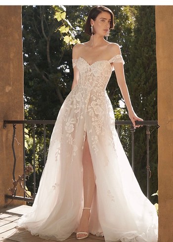 Uzun Beyaz Straplez A Kesim Gelinlik - Görsel 6