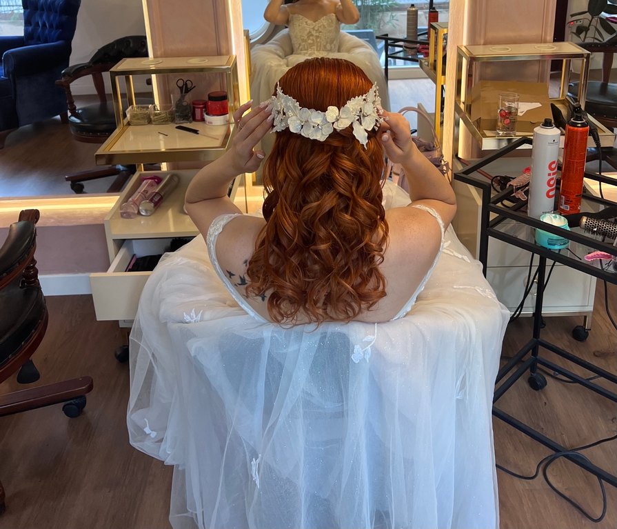 Beyaz Drapeli İpek Görünümlü Bohem Saç Aksesuarı - Görsel 5