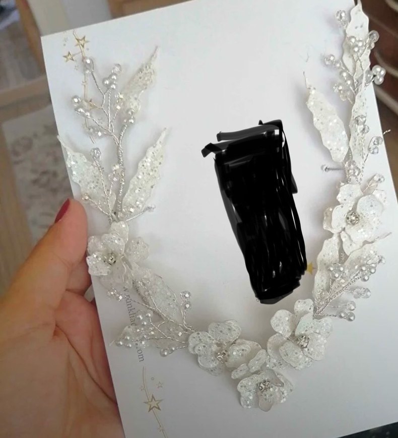 Beyaz Drapeli İpek Görünümlü Bohem Saç Aksesuarı - Görsel 3