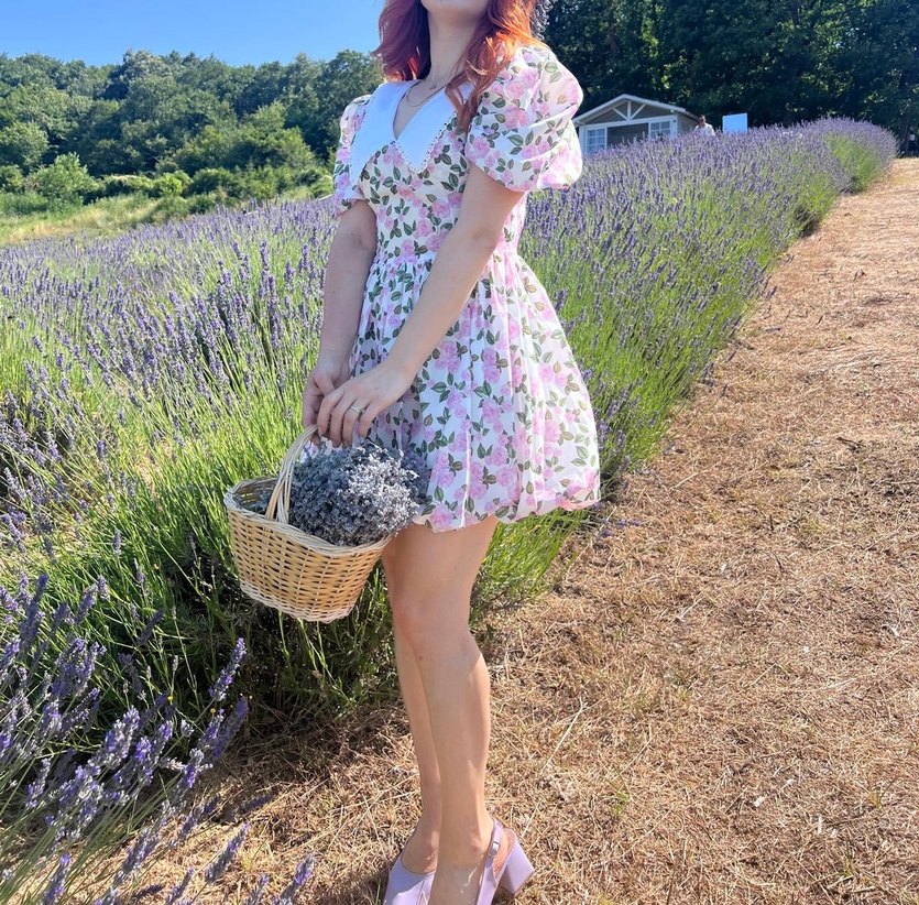 Dantel Detaylı Pembe Midi Çiçekli Straplez Elbise - Görsel 2