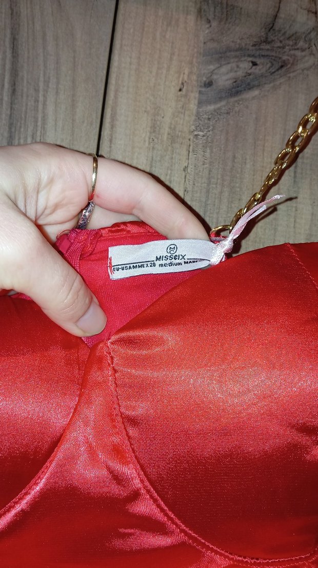 Parlak Kırmızı Drapeli Uzun Abiye Elbise - Görsel 4