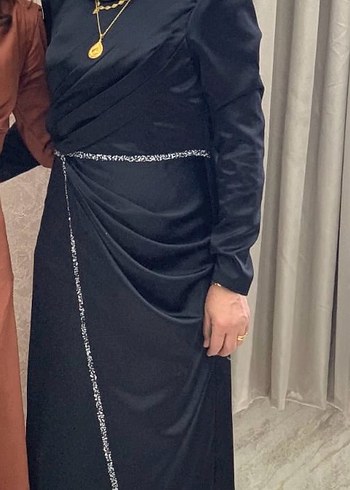 Uzun Siyah Drapeli Gotik Abiye Elbise