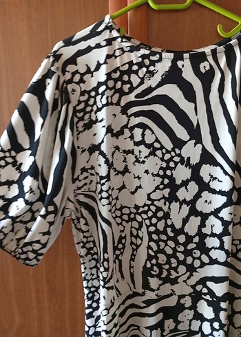 Diğer Bohem Zebra Desenli Uzun Elbise