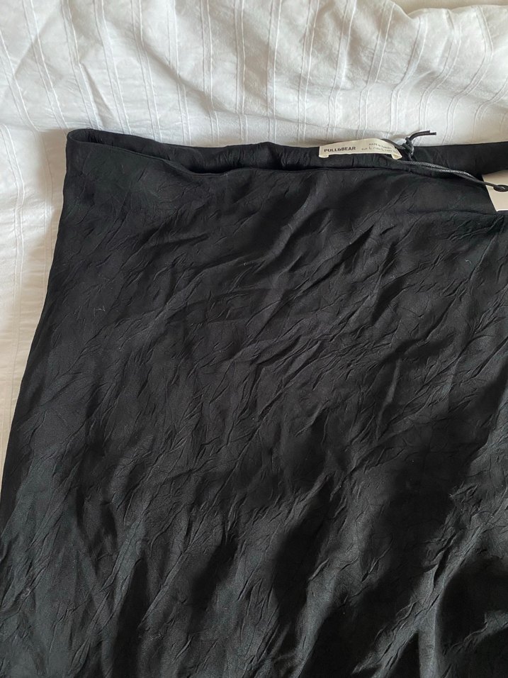 Pull and bear Kadın Siyah Midi Salaş Etek - Görsel 2